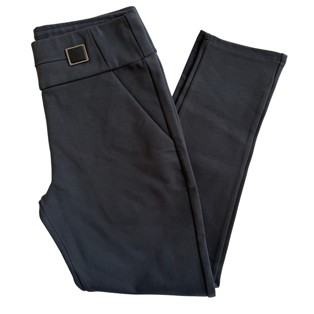 Maker 30 Charcoal Gray Pull On Slim Ankle Pants Square Hardware Stretch Trousers